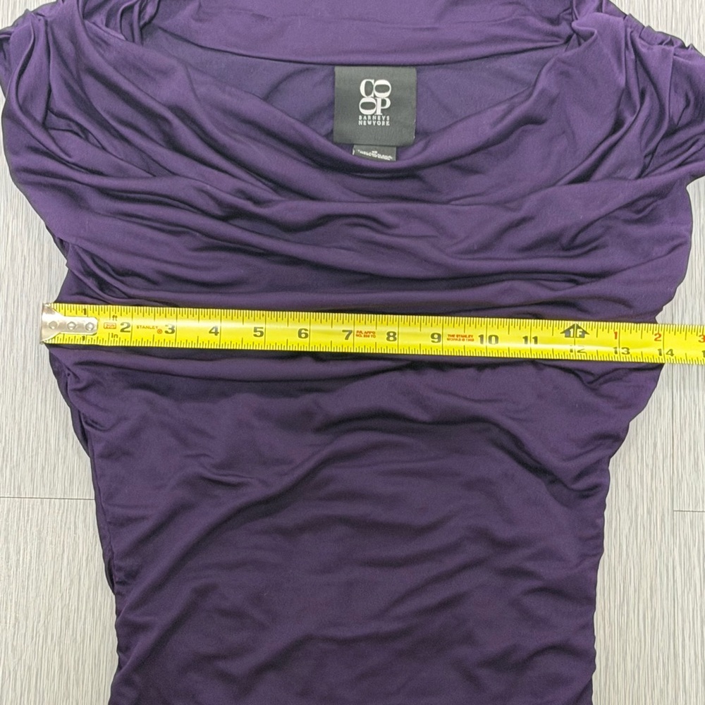 Barneys New York 100% Silk Purple Ruched Cowl Neck Midi Dress XS Draped - Picture 5 of 7